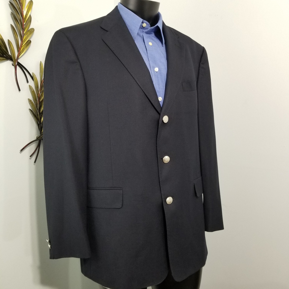 Saks Fifth Avenue Navy Silver Button 44R Blazer